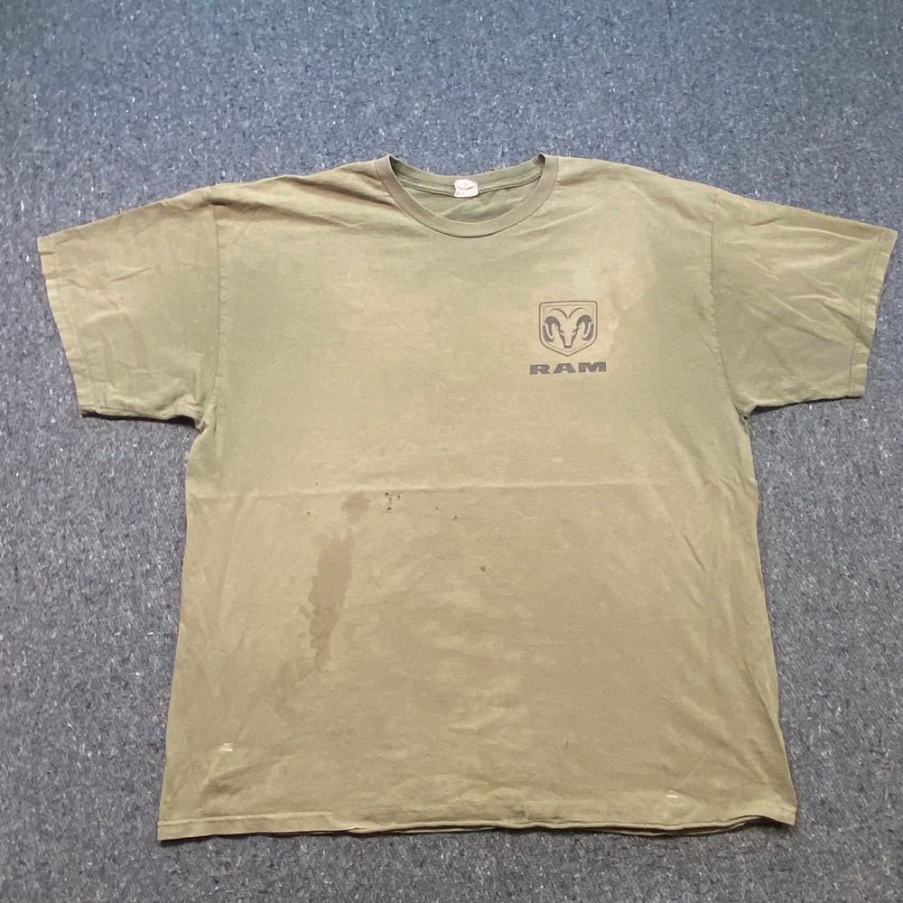 Dodge Ram Trucks‎ TShirt Sz 2XL Mens Green Grunge Distressed Camo Logo Workwear